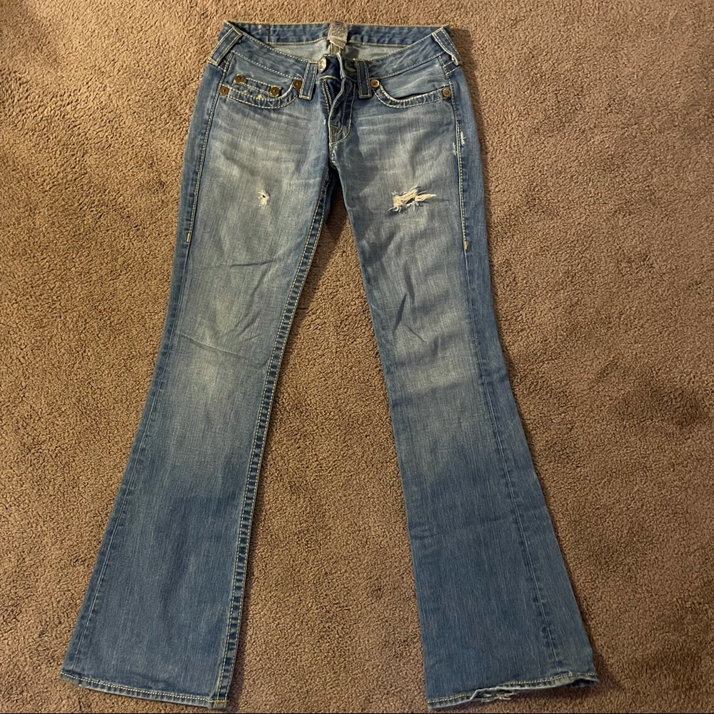 True Religion Low Rise Distressed Jeans